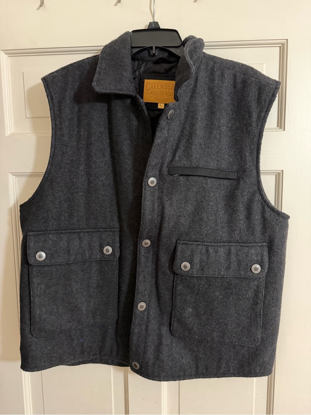 Wool-Blend Charcoal Vest - Men
